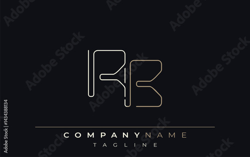 RB Abstract Line Style Logo. Minimalist Design Featuring the Letters R and B Abstract Line Style