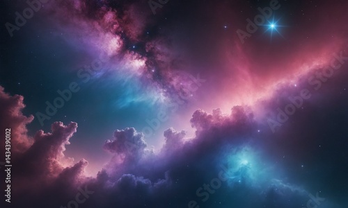 Colorful Cosmic Nebula with Stars