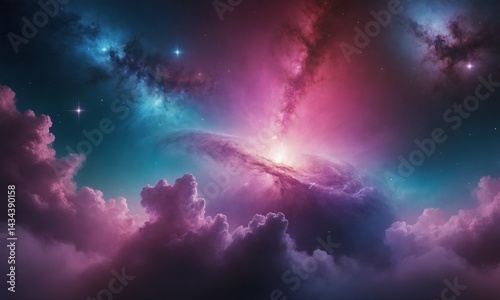 Colorful Cosmic Nebula with Stars
