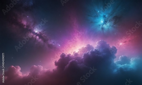 Colorful Cosmic Nebula with Stars