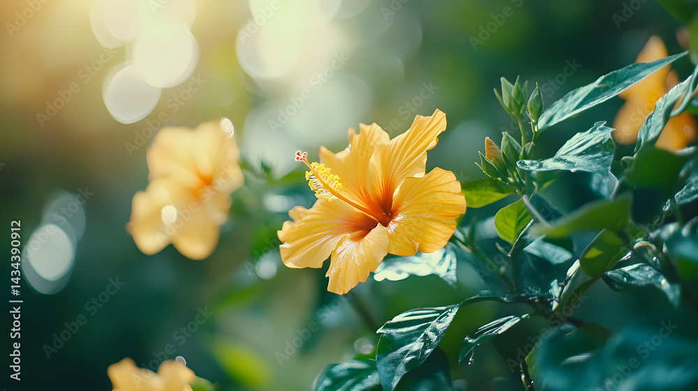 Yellow hibiscus flowers