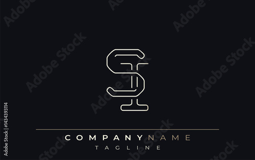 SI Abstract Line Style Logo. Minimalist Design Featuring the Letters S and I Abstract Line Style