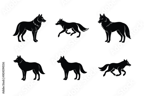 Black Silhouette Howling Wolf Clipart