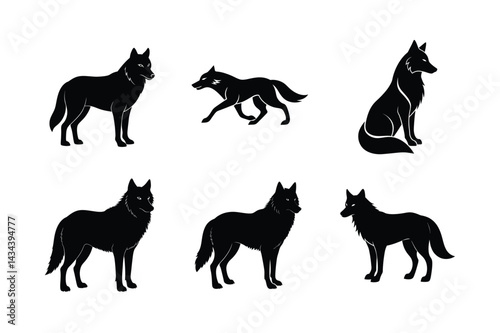 Simple Howling Wolf Silhouette Graphic