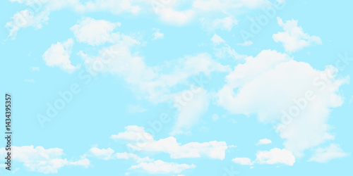 Blue sky with white cloud Vector cartoon nature background of Spring before sunset with bright sunlight