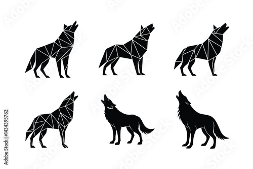 Crisp Line Art Wolf Howling Vector