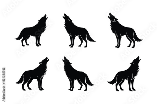 Iconic Howling Wolf Silhouette Design