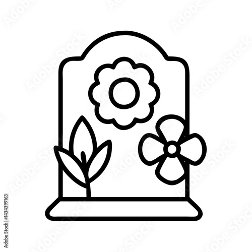 Tombstone grave marker with flowers memorial design for cemetery and remembrance day vector art