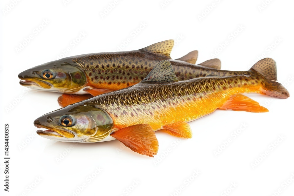 Fototapeta premium Isolated white background featuring fresh arctic char