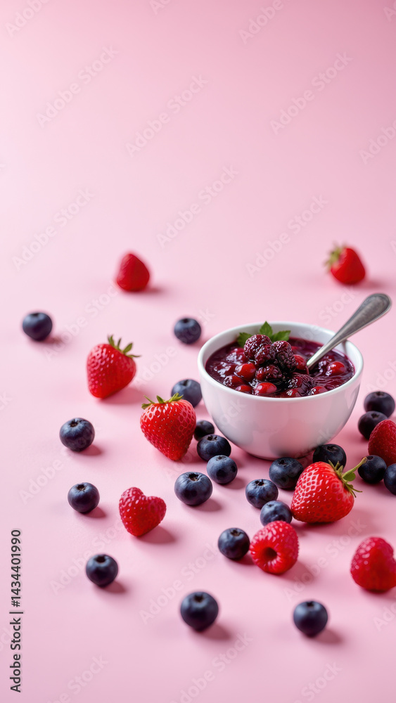 Keto friendly fruit bowl with berries on a pink surface. Keto friendly fruit bowl with berries on a pink surface.