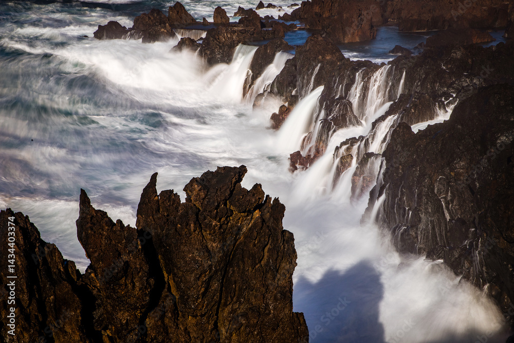big waves in Porto Moniz, Madeira