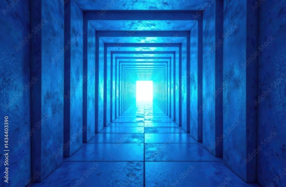 Obraz premium Blue futuristic corridor.