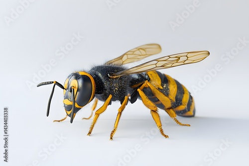 Detailed Image of an Africanized Honey Bee with Its Signature Stripes photo