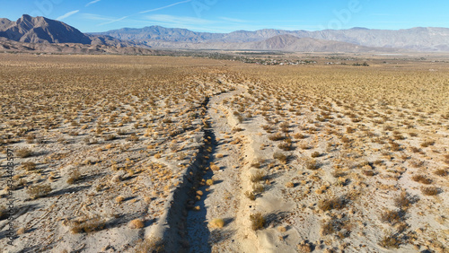 Obraz na płótnie Aerial drone photo of wildflower desert fields and amazing landscape in beautiful Anza - Borego State Park, California, United States of America w salonie