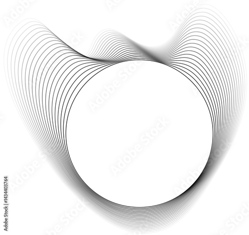 Circular-centered vector with clean organic outer lines shaped by layered contours with soft transparency gradients.