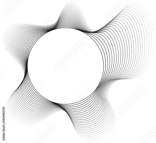 Vector with smooth curved contours around a circular center, displaying a soft opacity transition outward.