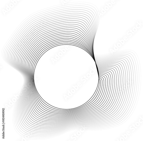 Irregular wavy structure with a central circular gap and softly transitioning contour lines in a layered opacity gradient.
