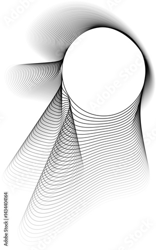 Vector shape featuring a circular center with irregular outer contours composed of layered lines fading in opacity toward the edge.
