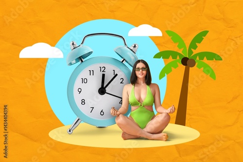 Meditating young woman in s...