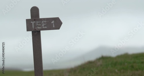 Golf course Tee one sign mist and fog