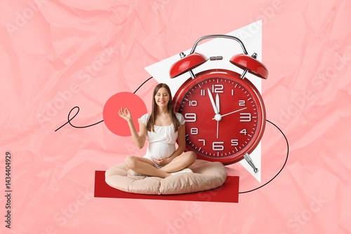 Meditating pregnant woman a...