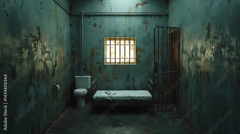 Solitary prison room with shadows high resolution picture Solitary prison room with shadows high resolution picture