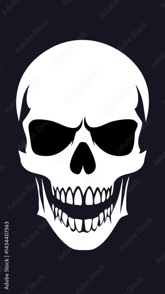 Minimalist Skull Silhouette Vector Art for Graphic Design and Halloween Themes Minimalist Skull Silhouette Vector Art for Graphic Design and Halloween Themes
