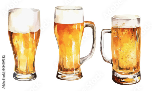 Watercolor Beer Glass Clipart for Crafting and Brewing Projects Vector