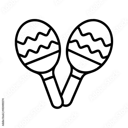 Find black and white line art maracas vector illustration for music and latin rhythm fun