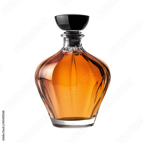 Amber Glass Bottle with Black Cap on white background