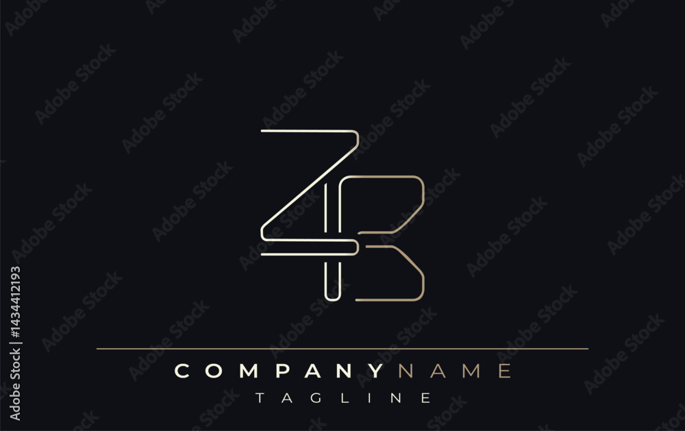 ZB Abstract Line Style Logo. Minimalist Design Featuring the Letters Z and B Abstract Line Style ZB Abstract Line Style Logo. Minimalist Design Featuring the Letters Z and B Abstract Line Style