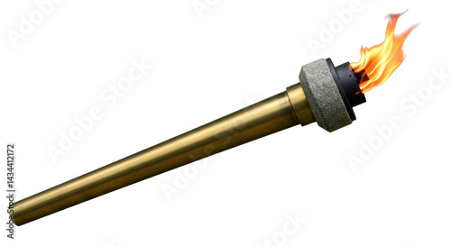 Fotografie Isolated Golden Olympic Torch with Bright Flame for Sporting Events