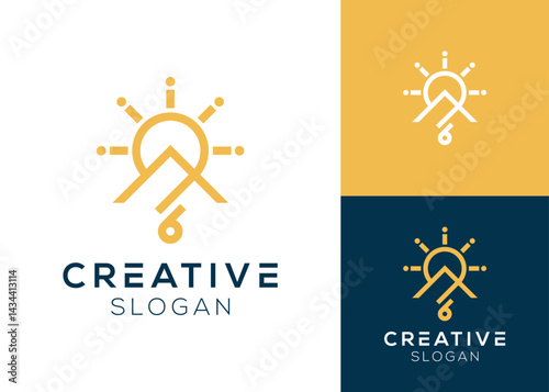 Abstract mountain with light bulb logo design for education and ideas
