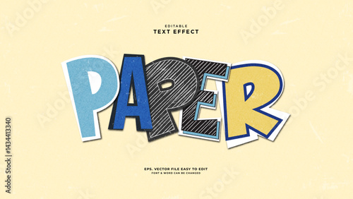 Editable text effect paper notebook aesthetic,paper text style