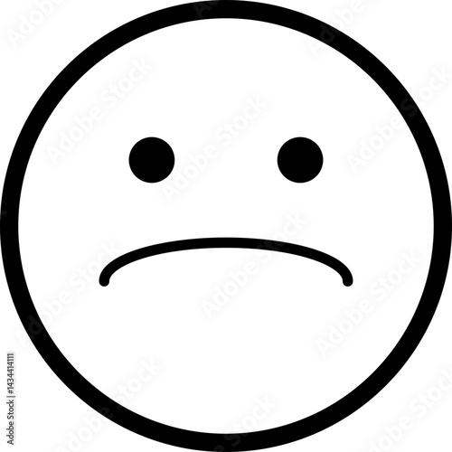 Hollow unhappy face with simple features expressing sadness.