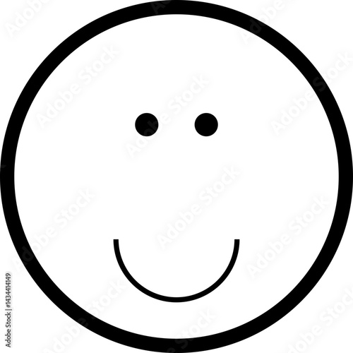 Hollow cartoon-style smiley face with a broad curved smile.