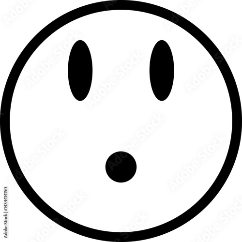 Hollow smiley face with wide open eyes and an oval mouth expressing astonishment.