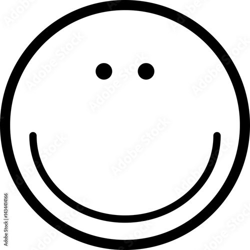Hollow circular smiley face with a joyful expression and simple facial features.