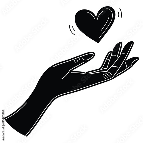 Illustration of Giving and Generosity: Heart in an Open Hand 