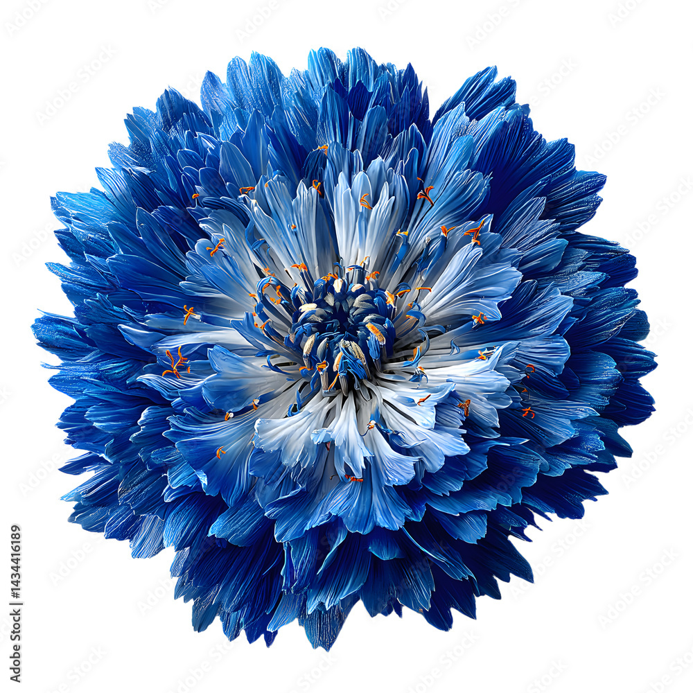 blue flower, design or wedding presentation, isolated on a transparent background. PNG cutout or clipping path.