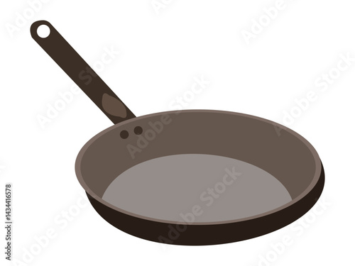 Simple non-stick frying pan with long handle for cooking and frying purposes