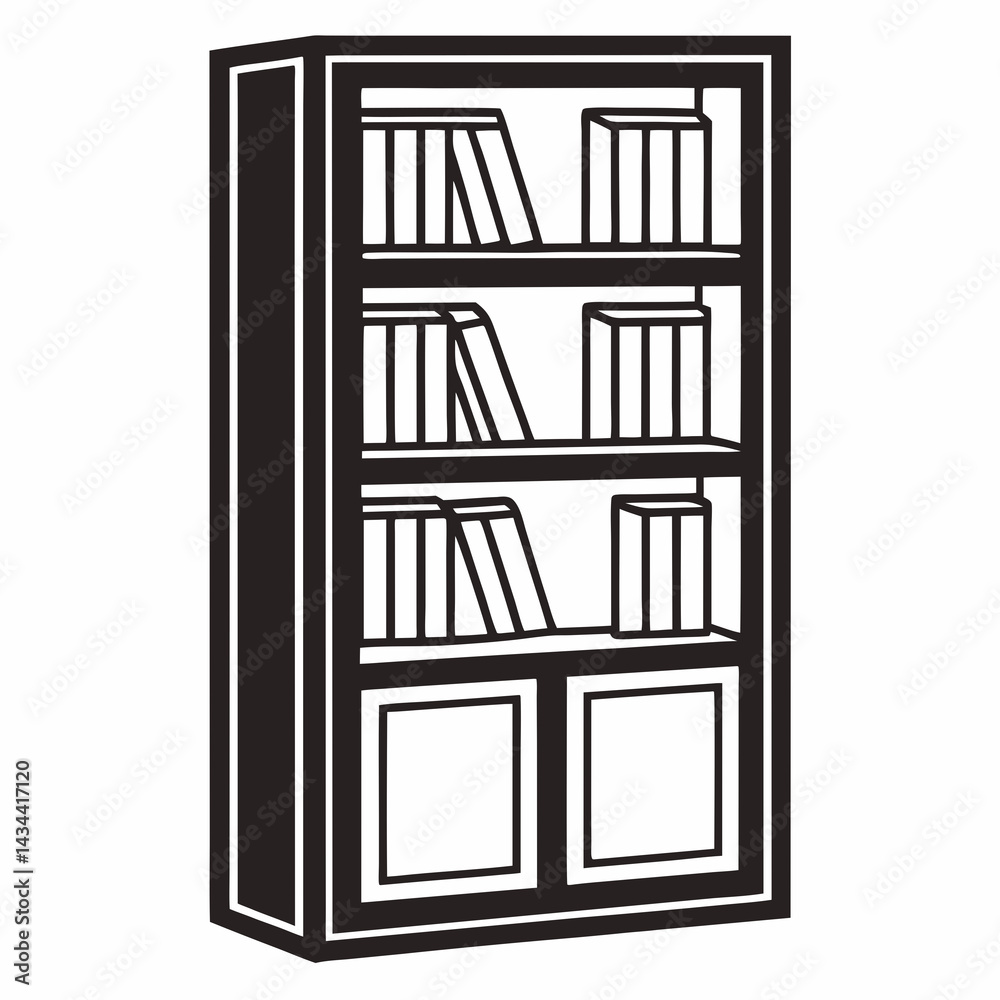 Bookshelf vector illustration for educational and interior design projects Bookshelf vector illustration for educational and interior design projects