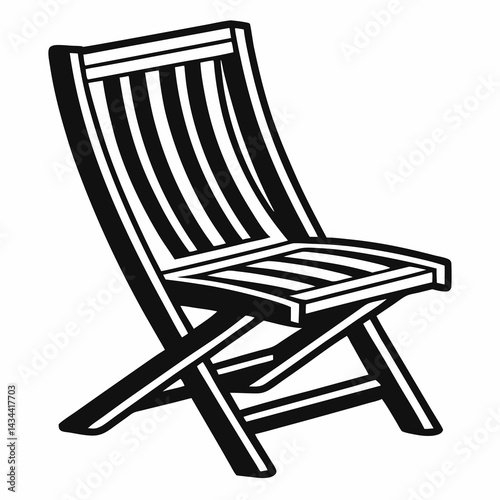 Vector illustration of a wooden folding chair in a classic design
