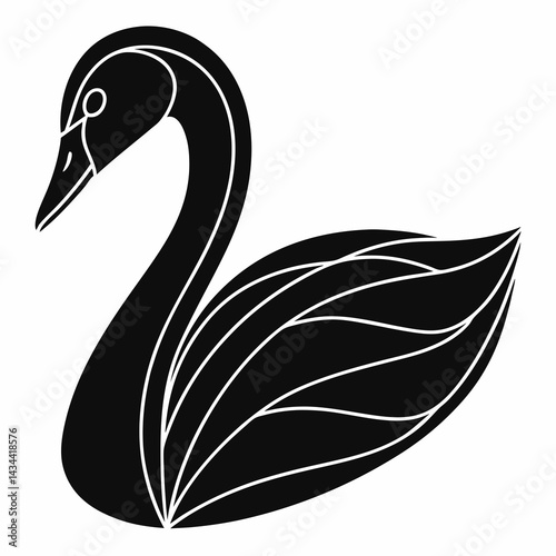 Stylized vector design of a swan for nature, elegance, and artistic expression
