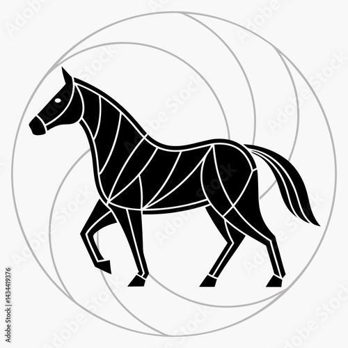 Geometric horse vector illustration for equestrian and animal design themes