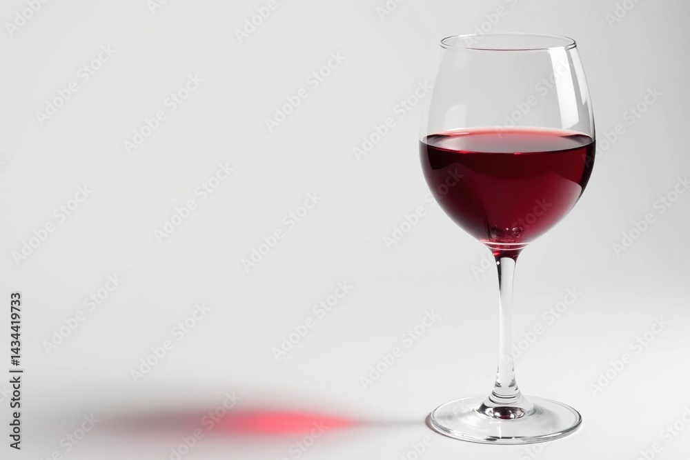 Single glass of ruby red wine on pristine white , background, cabernet Single glass of ruby red wine on pristine white , background, cabernet
