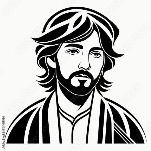 Stylized portrait vector design of a man for religious and artistic expression