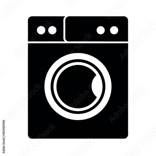 Washing Machine Black Vector Silhouette