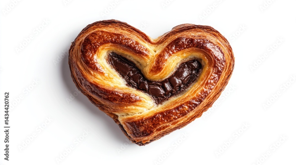 Fototapeta premium Heart-shaped pastry filled with chocolate