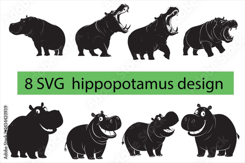 A black silhouette of the hippopotamus.